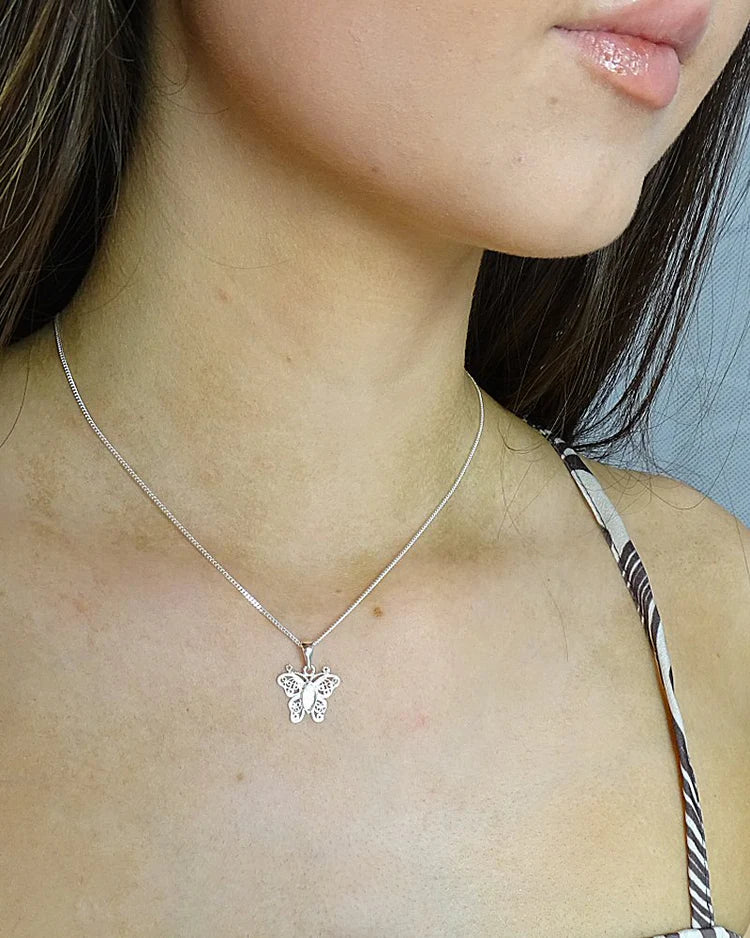 Silver 925 filigree butterfly pendant
