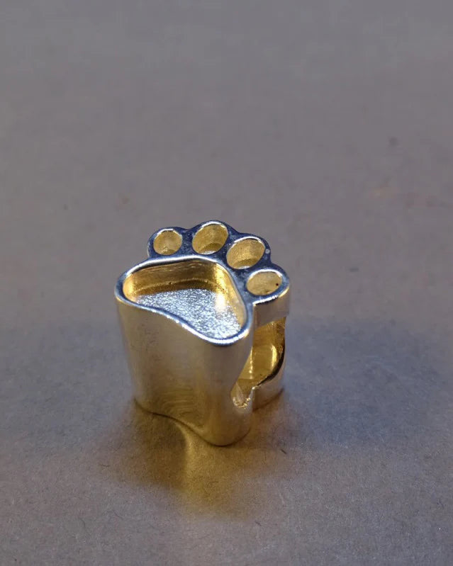Solid Silver Dog Paw Charm memorial Bangle Bead