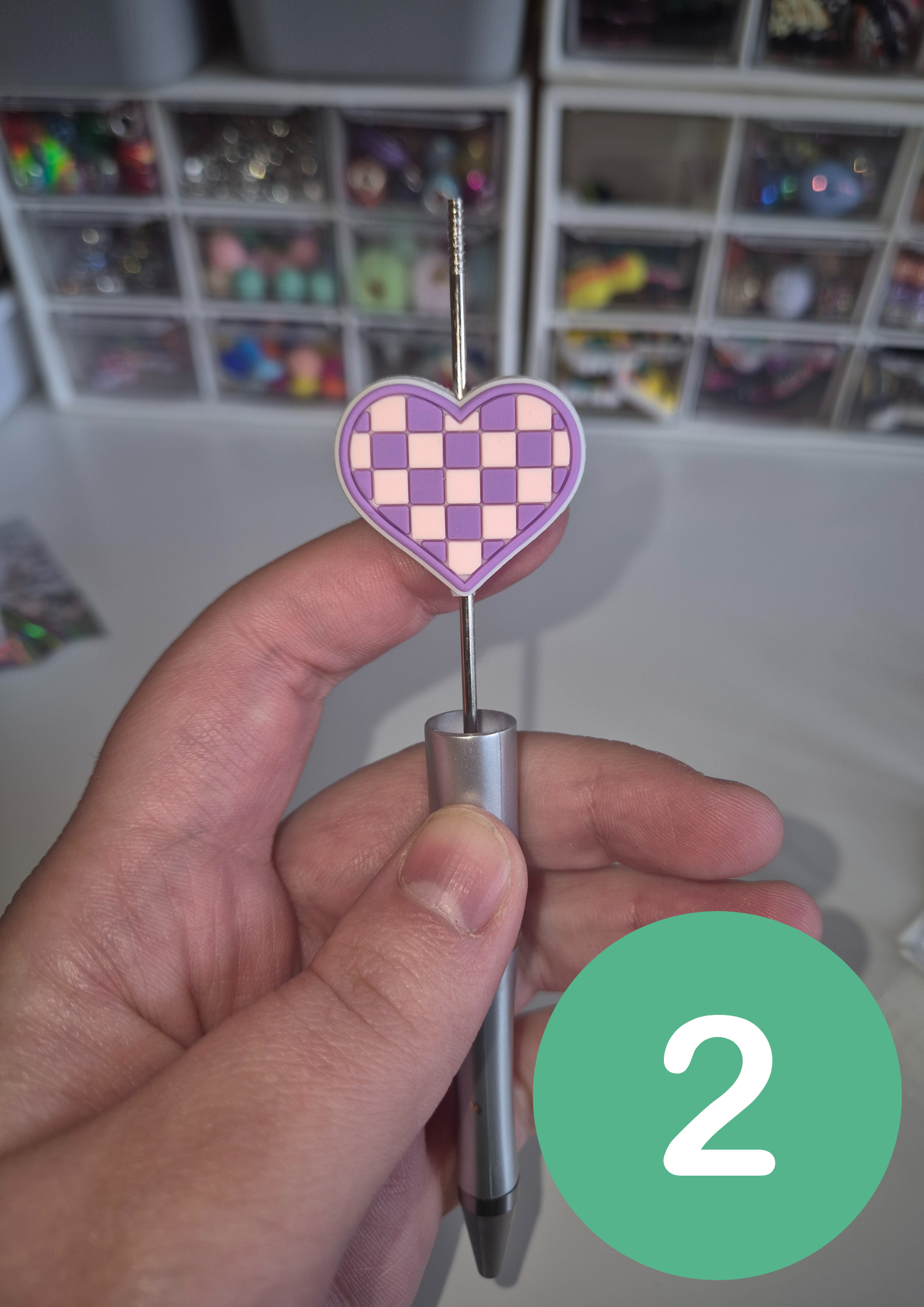Checked Heart Pen