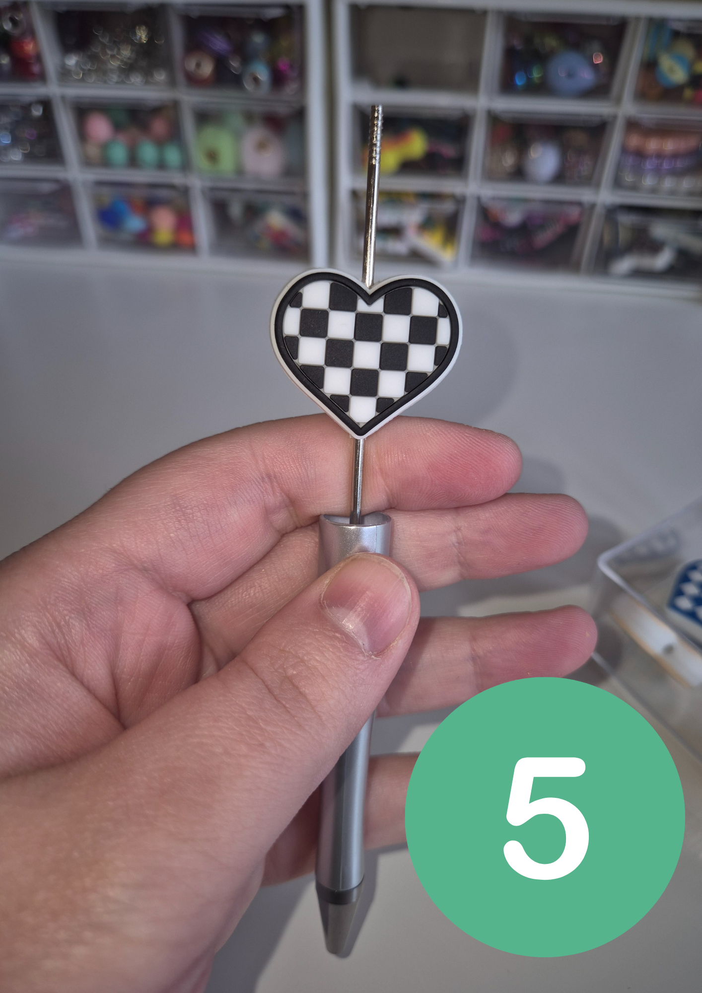 Checked Heart Pen