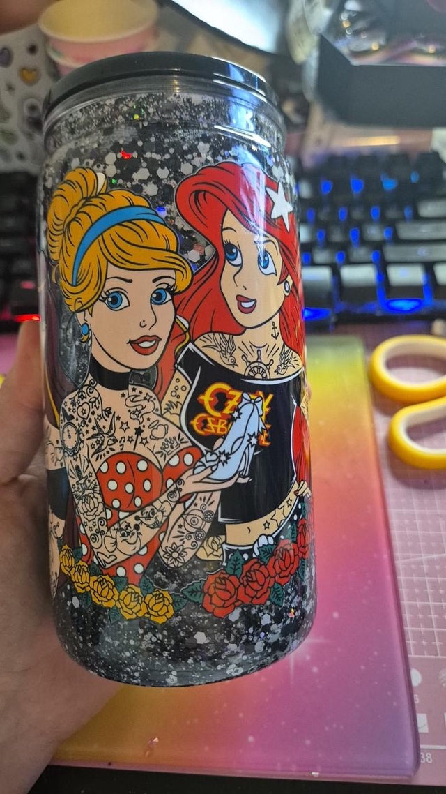 Tattooed Princesses SNOWGLOBE plastic tumbler