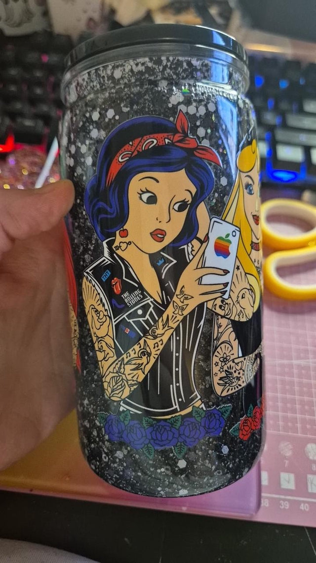 Tattooed Princesses SNOWGLOBE plastic tumbler