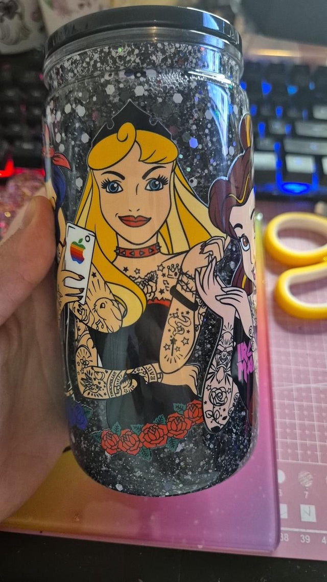 Tattooed Princesses SNOWGLOBE plastic tumbler
