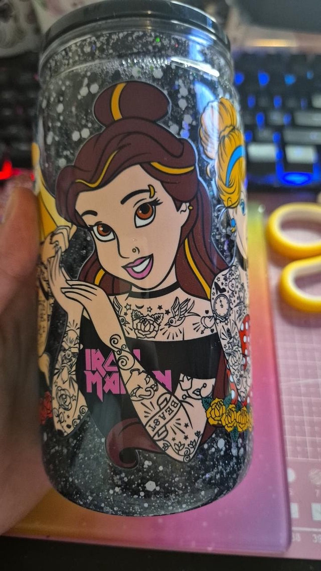 Tattooed Princesses SNOWGLOBE plastic tumbler