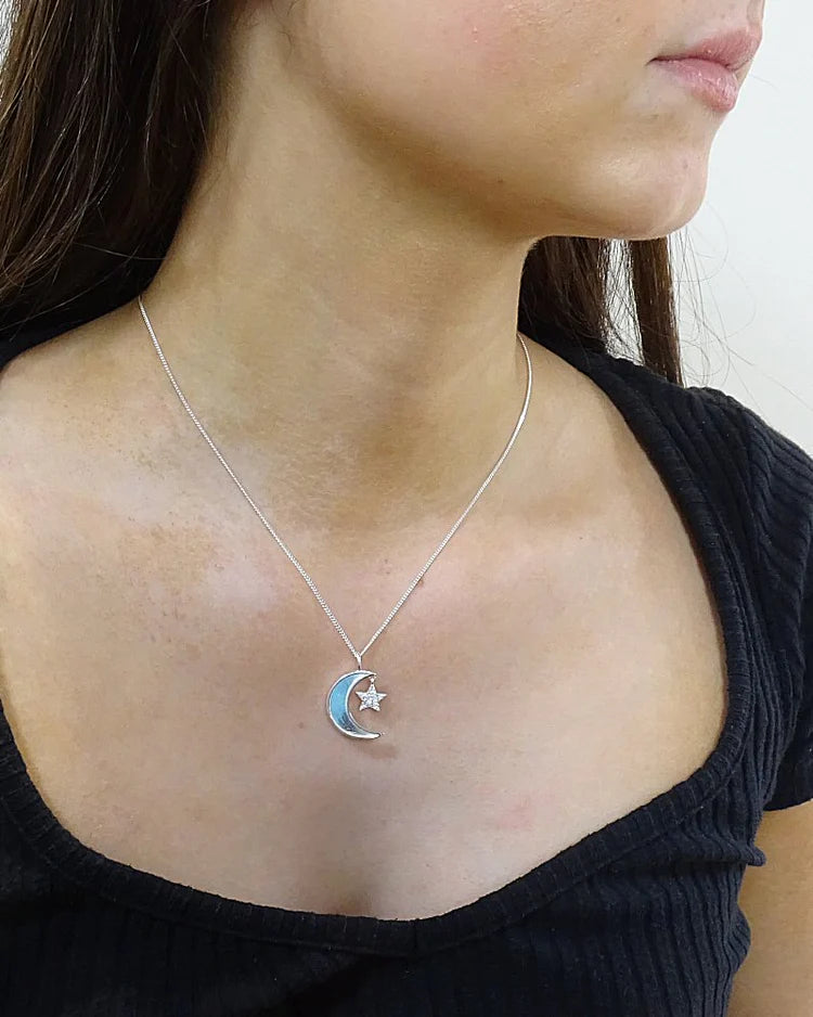 925 Solid Silver Moon Pendant