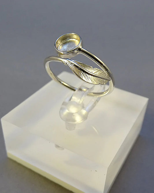 Solid Silver 925  adjustable Feather Ring