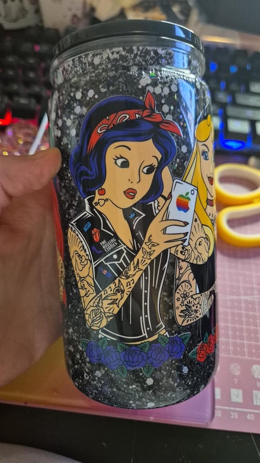 Tattooed Princesses SNOWGLOBE plastic tumbler