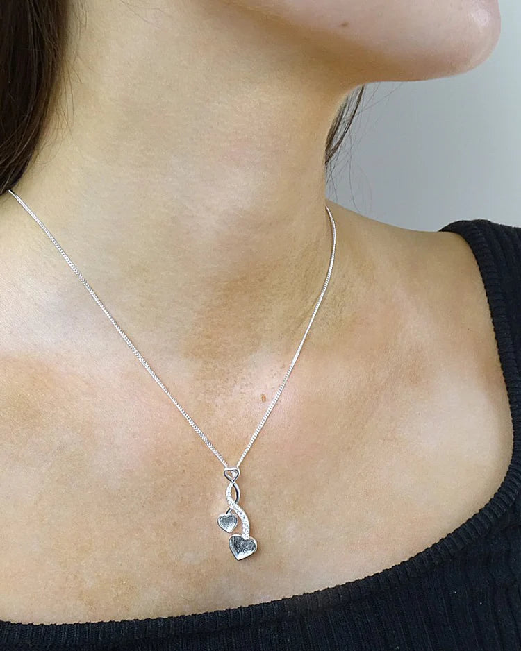 925 Solid Silver Double Heart Pendant