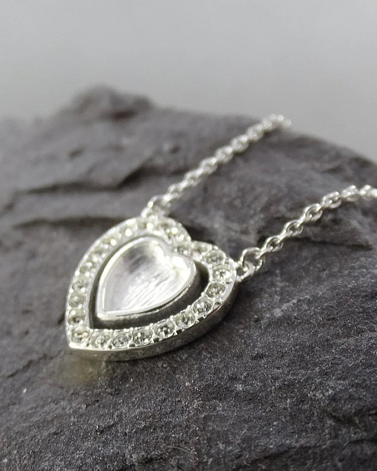 925 Solid Silver Double Heart stone Pendant
