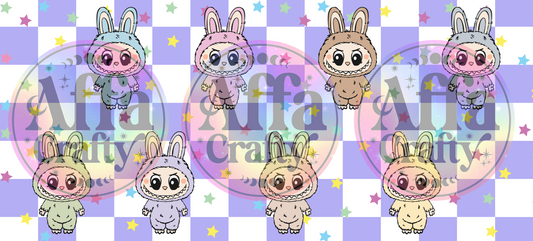 Purple Checked Labubu Mug Design