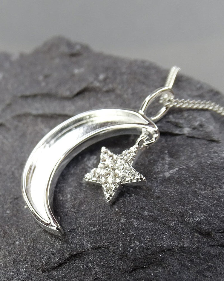 925 Solid Silver Moon Pendant