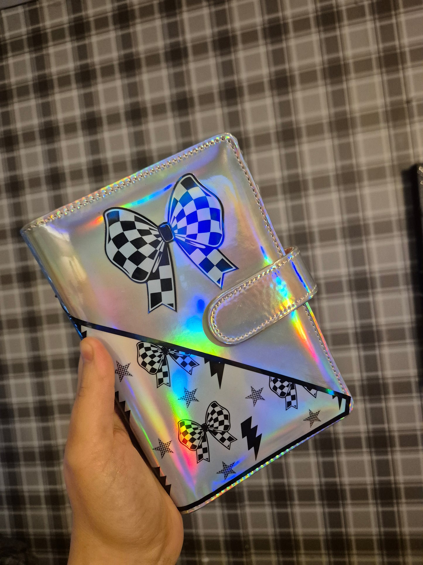 Silver checkered bow Budget Binder